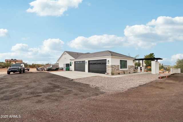 view of front of home with a garage