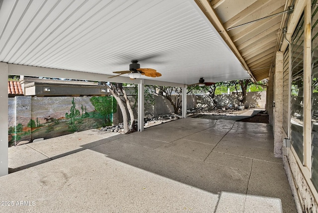 9839 W Utopia Rd, Peoria, AZ 85382 - fenced backyard featuring a ceiling fan and a patio