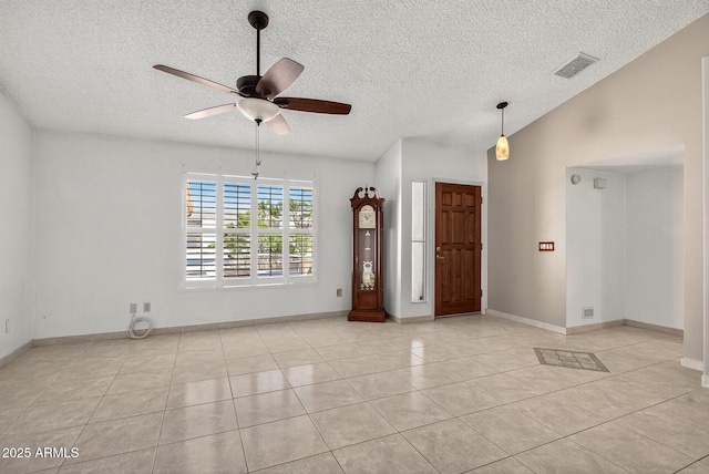 9839 W Utopia Rd, Peoria, AZ 85382 - entryway featuring a textured ceiling, a ceiling fan, and light tile patterned floors