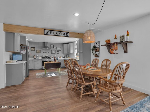 dining area featuring light hardwood / wood-style flooring