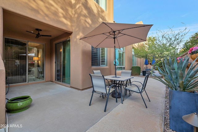 view of patio with ceiling fan