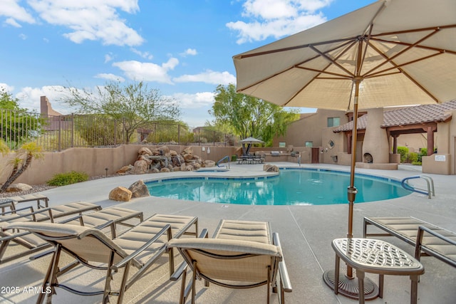 view of pool with a patio area