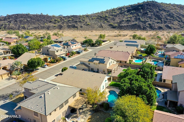 bird's eye view with a mountain view and a residential view