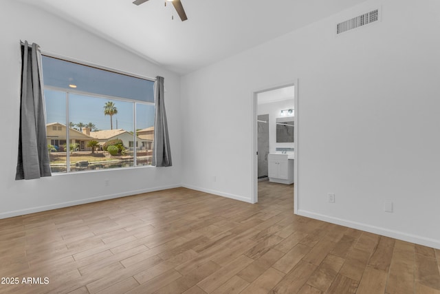 1405 E Chicago Cir, Chandler, AZ 85225 - unfurnished room featuring ceiling fan, lofted ceiling, and wood finished floors