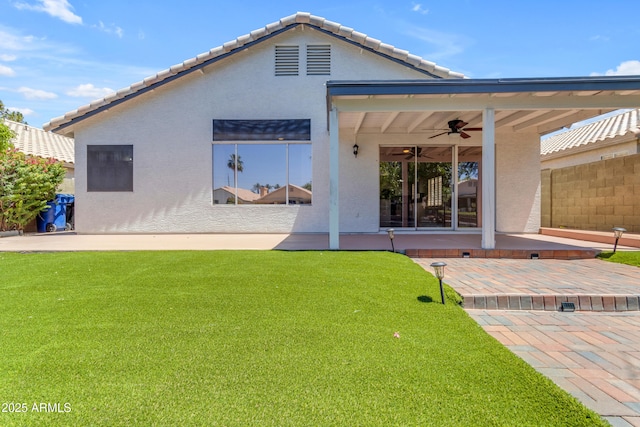 1405 E Chicago Cir, Chandler, AZ 85225 - back of house with a patio, a ceiling fan, and stucco siding