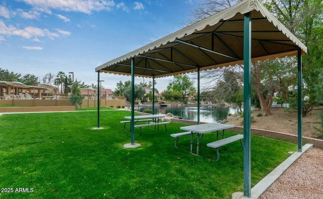 1405 E Chicago Cir, Chandler, AZ 85225 - view of property's community featuring a gazebo, a lawn, and a water view
