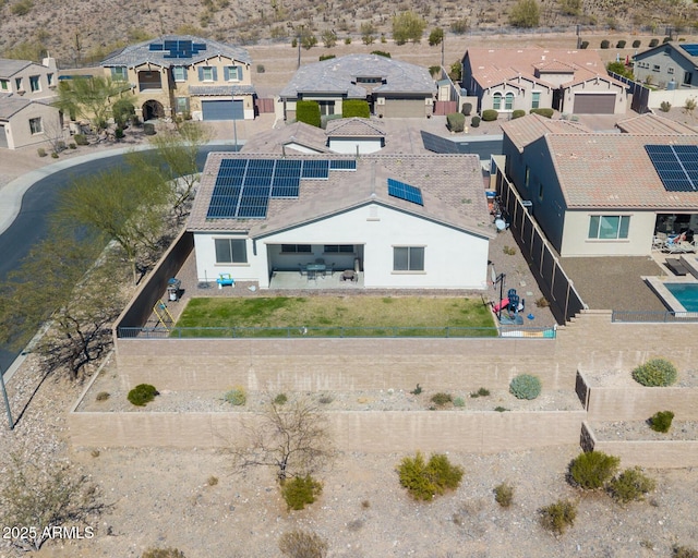 bird's eye view with a residential view