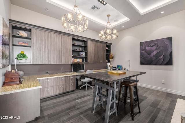 2001 N 1st Ave, Phoenix, AZ 85003 - interior space with a chandelier, a tray ceiling, and dark hardwood / wood-style flooring