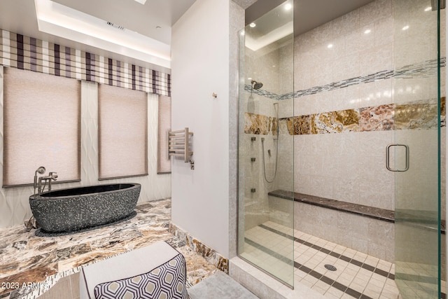 2001 N 1st Ave, Phoenix, AZ 85003 - bathroom featuring a raised ceiling and a shower with door