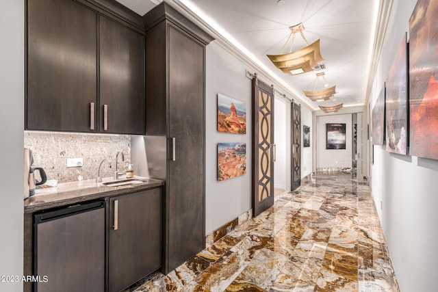 2001 N 1st Ave, Phoenix, AZ 85003 - hallway with ornamental molding, sink, and light tile floors