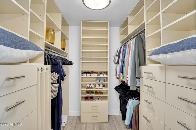 spacious closet featuring wood finished floors