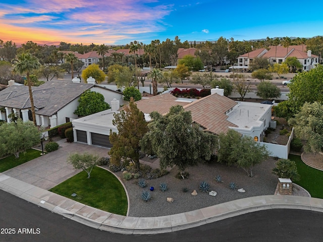aerial view with a residential view