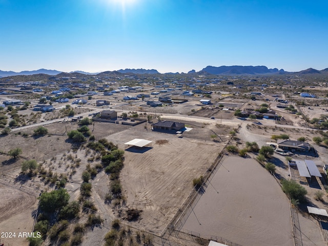 drone / aerial view featuring a mountain view