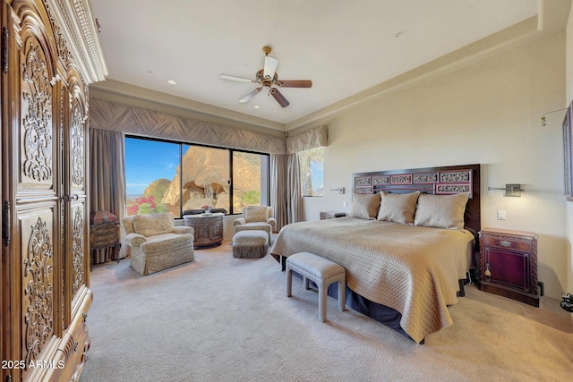 bedroom with carpet and ceiling fan