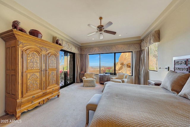 bedroom featuring carpet and ceiling fan