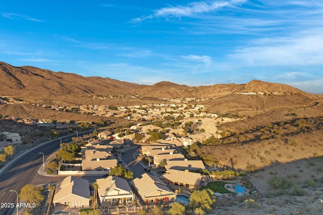 bird's eye view featuring a mountain view