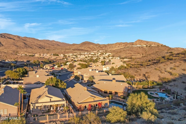 bird's eye view with a mountain view