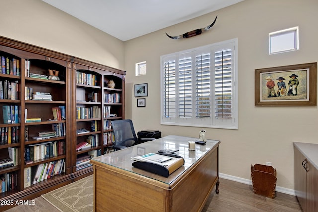 office area featuring hardwood / wood-style floors