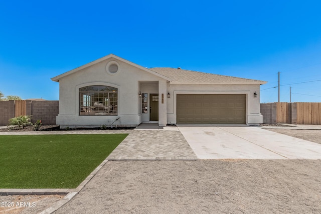4561 E Red Bird Ln, San Tan Valley, AZ 85140 - ranch-style house featuring a garage, concrete driveway, and stucco siding