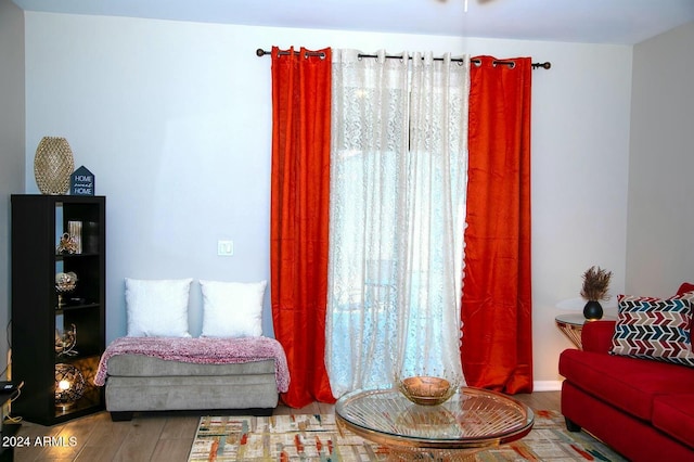 living room with hardwood / wood-style flooring