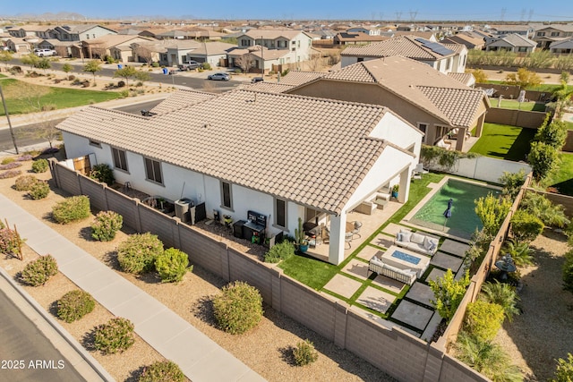 aerial view with a residential view