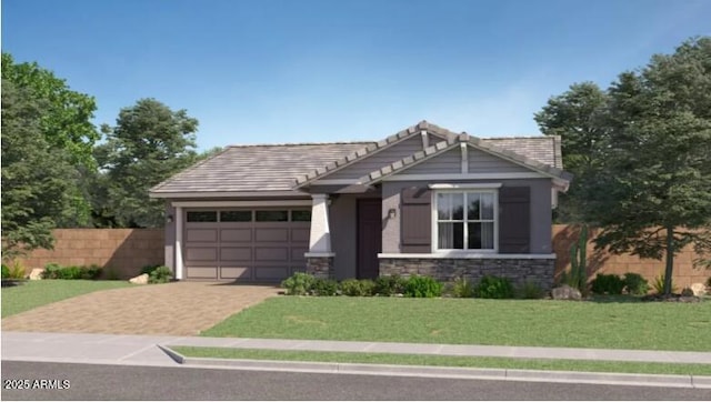922 W Peralta Pass, Apache Junction, AZ 85120 - view of front of home with an attached garage, stone siding, and driveway