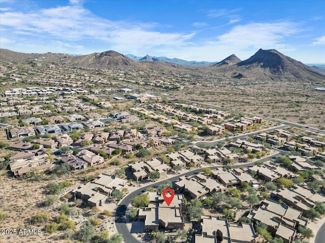 drone / aerial view with a mountain view