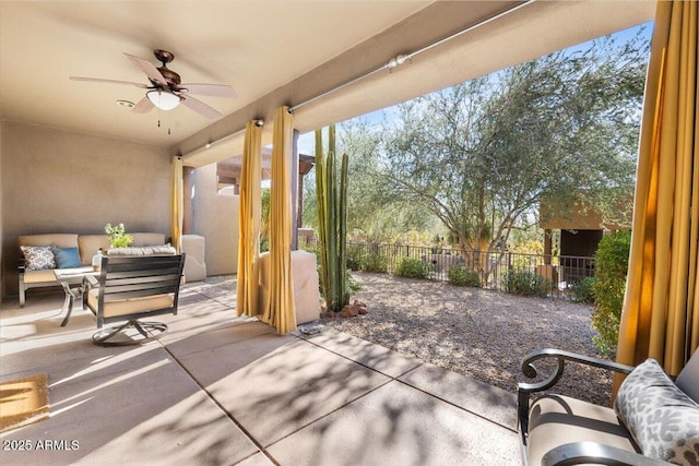 view of patio / terrace with an outdoor hangout area and ceiling fan