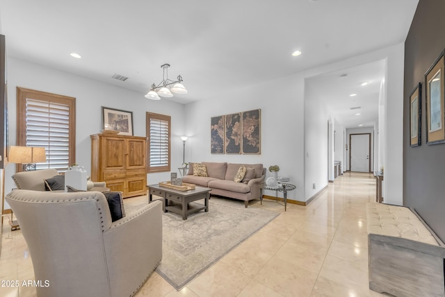 3217 N Piedra Cir, Mesa, AZ 85207 - living area with recessed lighting, baseboards, and light tile patterned flooring