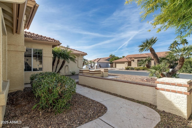 view of yard featuring a garage