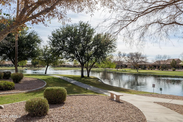 view of home's community with a water view