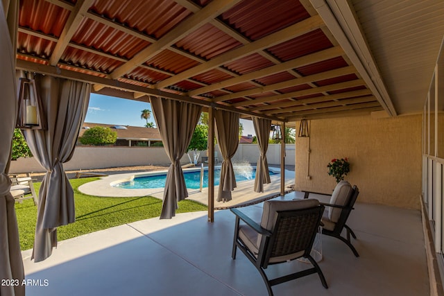 view of patio / terrace featuring a fenced in pool