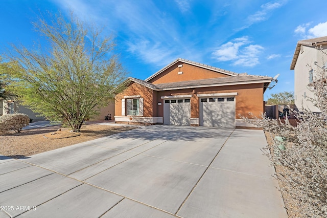 single story home with a garage