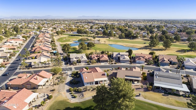 drone / aerial view featuring a mountain view