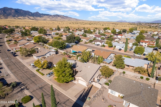 drone / aerial view featuring a mountain view