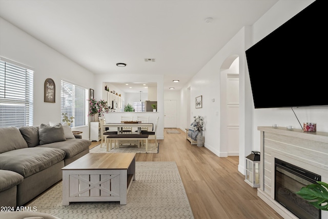 living room featuring light hardwood / wood-style floors