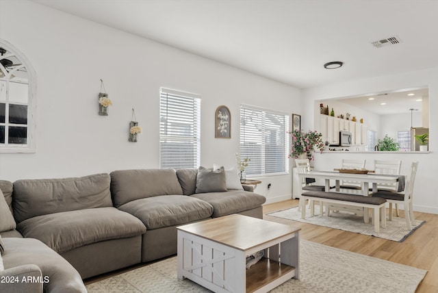 living room featuring light hardwood / wood-style flooring