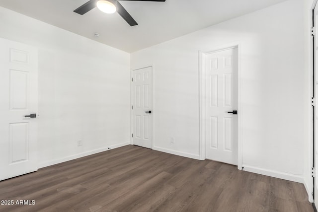48 S Catalina St, Gilbert, AZ 85233 - unfurnished bedroom featuring wood finished floors and a ceiling fan