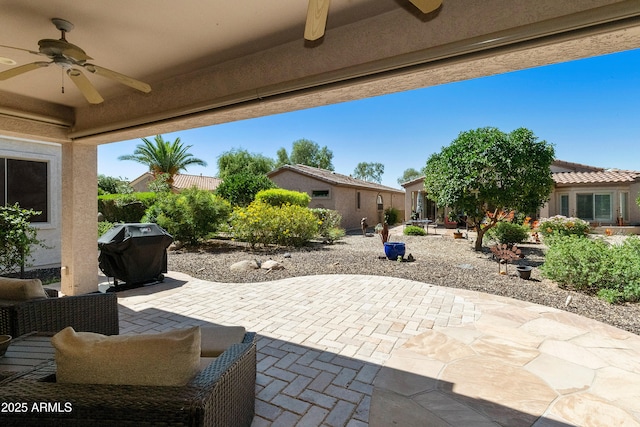 4229 E Nightingale Ln, Gilbert, AZ 85298 - view of patio / terrace with a ceiling fan and a grill