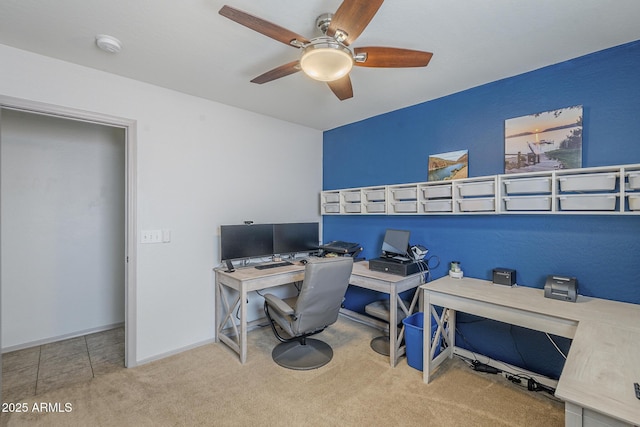 25930 N 165th Ln, Surprise, AZ 85387 - home office with a ceiling fan, carpet, and baseboards