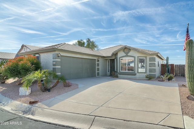 single story home with a garage