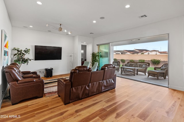 living room featuring light hardwood / wood-style floors