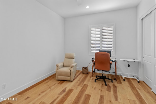 home office featuring light wood-type flooring