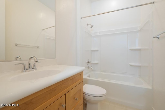 full bathroom featuring vanity, toilet, and bathing tub / shower combination