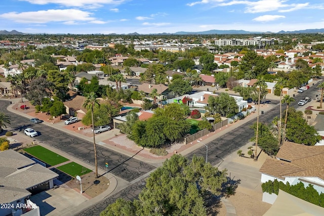 drone / aerial view with a mountain view