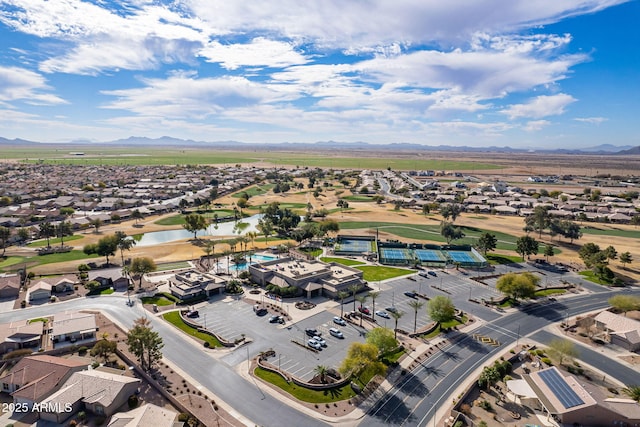 aerial view with a water and mountain view