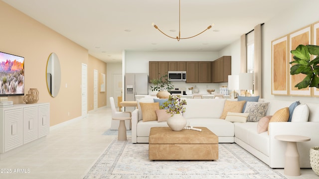 23073 E Saddle Way, Queen Creek, AZ 85142 - living area with a chandelier and baseboards