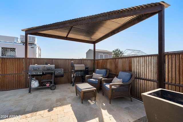 view of patio with a grill