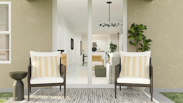 interior space featuring a textured wall