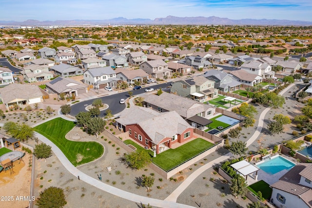 aerial view with a mountain view